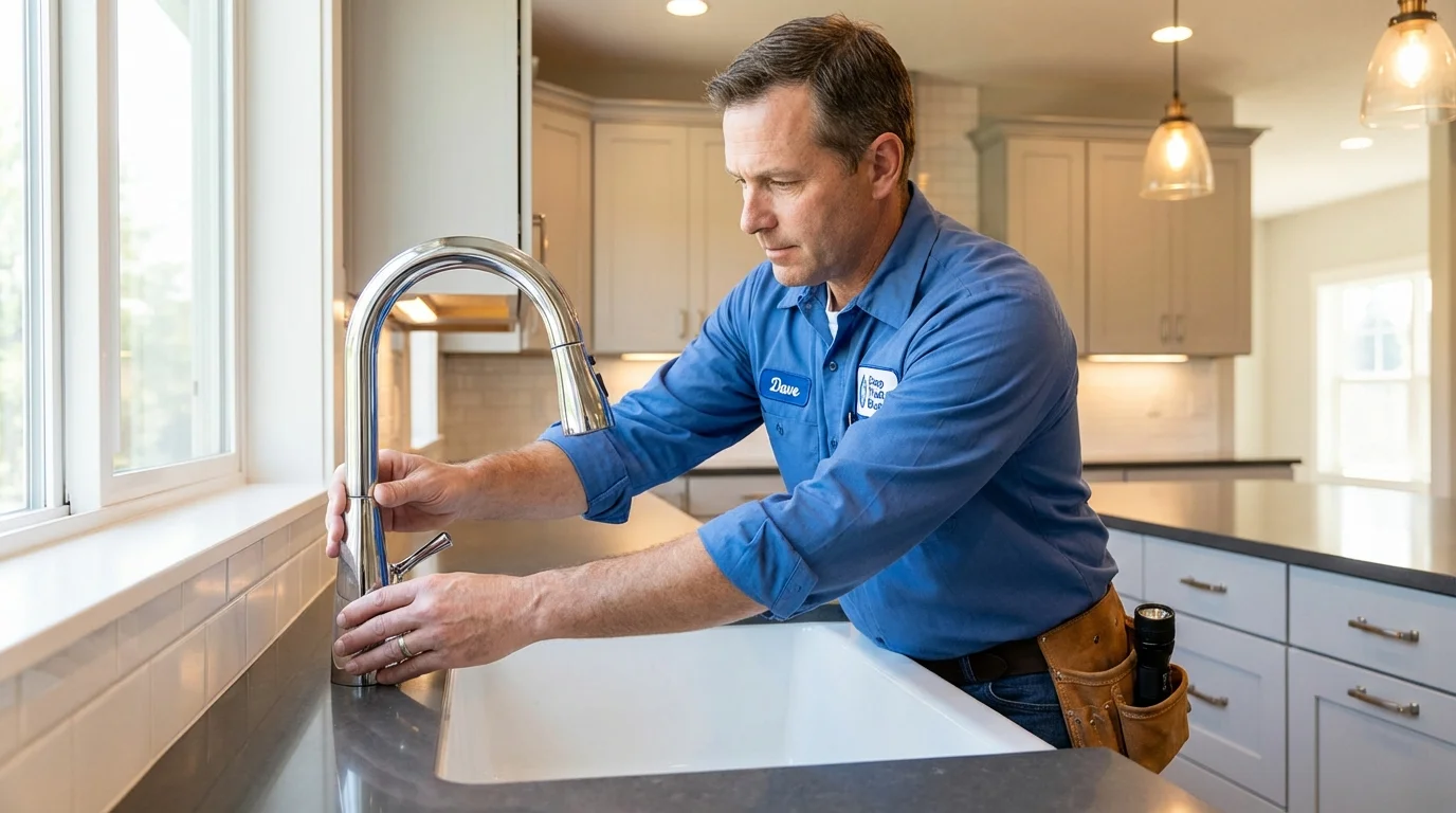 Kitchen faucet installation by Johns Plumbing LLC in Byron
